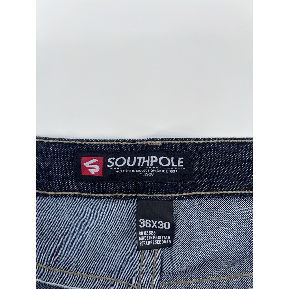 Y2K Southpole Denim Jeans Size 36x30 Faded Dark Wash MCMXCI - Picture 4 of 8